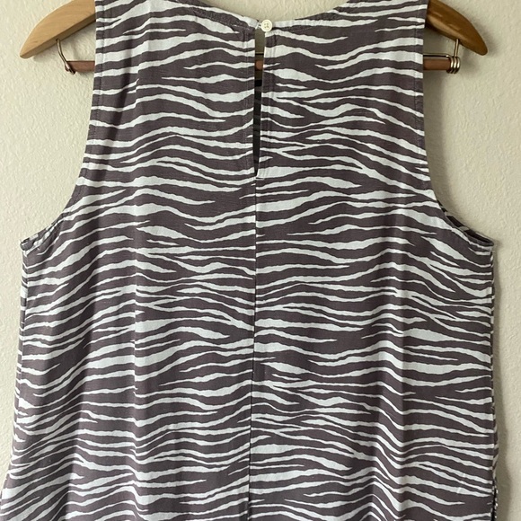Loft Women’s Sleeveless Zebra Print Linen MidLength Dress White&Brown Size 8 - Picture 10 of 16